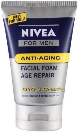 NIVEA For Men Q10 Anti-aging Facial Foam 100g- cleanser enriched with skin's own Coenzyme Q10 and Vitamin E: