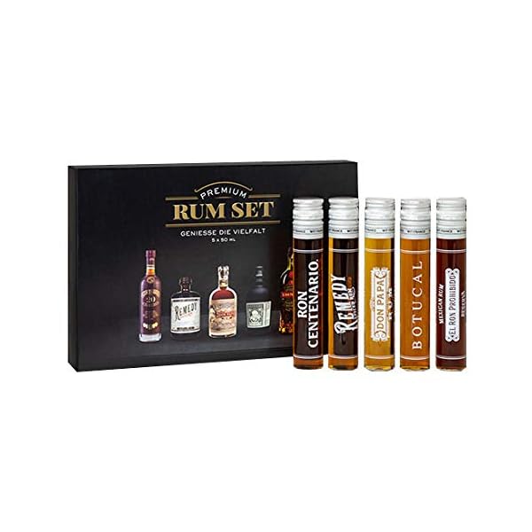 HDmirrorR Premium Rum-Set 5X 0,05l 50ml (40% - 41,5% Vol) Tasting Set Mini - [Enthält Sulfite]