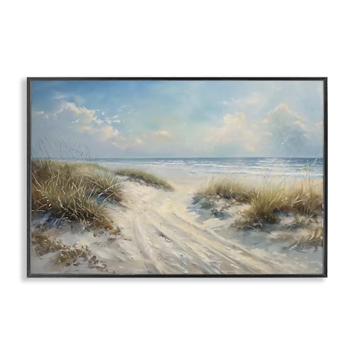 Stupell Industries Shoreline Serenity Beach Black Framed Giclee Art design by L…