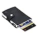 Dlife Credit Card Holder RFID Blocking Wallet Slim Wallet PU Leather Vintage Aluminum Business Card Holder Automatic Side Slide Trigger Card Case Wallet Security Travel Wallet (Black)
