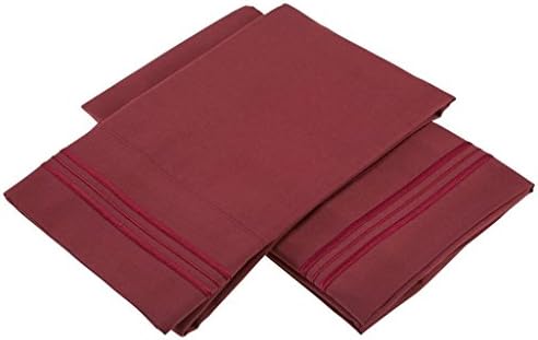 2000 (New Edition) Supreme 2 Pieces Available in 15 Colors (Pillow Cases King (20x40), Dark Red)