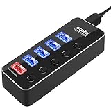 atolla USB Hub Aluminum USB 3.0 Hub 4-Port SuperSpeed USB 3.0 & 1 Fast Charger Port with Individual On Off Switch Heavy Duty Detachable 39-inch USB Extension Cord w/o Power Adapter (D2)