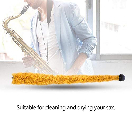 Huairdum Saxophone Brush, Fibre Material Soft Tenor Sax Flexible Saxophone Cleaning Pad Saver Cleaner Maintain Care Tool Brush Designed for Cleaning Musical Instrument