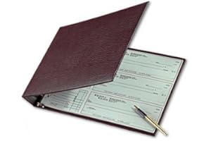 ABC CHECK PRINTING Burgundy 7-Ring 3 On A Page Business Check Book Binder, 600 Check Capacity with Clear Vinyl Pouch Bill Keeper – Desktop Checkbook Binder with Removable 6-Year Calendar in Burgundy by ABC Printing