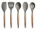 Miusco 5 Piece Silicone Cooking Utensil Set with Natural Acacia Hard Wood Handle primary