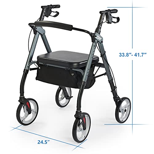 Zler Heavy Duty Rollator Walker 400 lbs Bariatric Rollator Walker