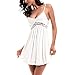 Women Lace Lingerie Sleepwear Chemises V-Neck Full Slip Babydoll Nightgown Dress White S