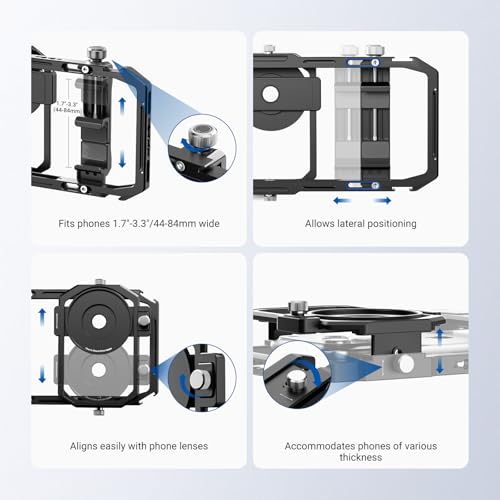 NEEWER Universal Phone Cage Video Rig Stabilizer with 17mm to 37mm & 67mm Lens Filter Adapter Ring Accessories Compatible with iPhone Android Samsung for Video Recording Streaming Photography, PA058