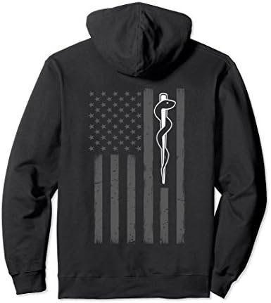 Unisex Paramedic American Flag EMT Hoodie Large Black