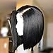 Flowerseason Hair Short Bob Wig Human Hair Lace Front Wigs Glueless Cap Silky Straight Wigs with Baby Hair 10A Grade Natural Color 130% Density 12 Inch