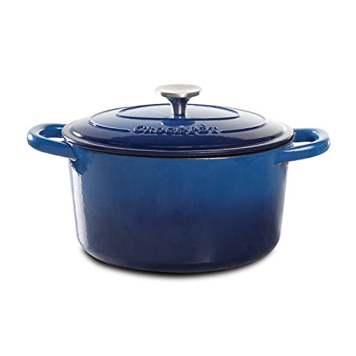 Crock Pot 109471.02 Artisan Round Cast Iron Dutch Oven with Non-Stick Surface, 5 Quart, Denim Blue