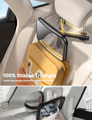Lamicall Baby Car Mirror for Backseat - [Safest Triangle Hook Clip] Acrylic Car Seat Mirror for Rear Facing, 360° Rotation & Wide Clear View, 3S Quick Install, Newborn Baby Essentials Accessories