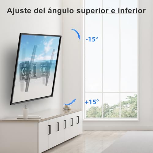 JXMTSPW Soporte de TV con inclinación para Pantallas de 32”-84”, Máx VESA 600x400 mm,Soporta hasta 75 kg, 40 42 43 50 55 60 65 70 75 Pulgadas Universal Soporte de Pared para TV Inclinable