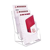 AJZGF Version Sign Holder Document Holder A4-3 Transparent Acrylic brochure Display Stand Desktop and Wall mounting Bracket Perspex Display Stands