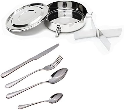 Leak Proof and Airtight Stainless Steel Lunch Box With 4 Piece Stainless Steel Cutlery Set