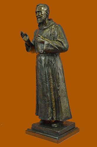 Real bronze Signed &amp; Numbered Limited Edition Saint Pio Italian Bronze Marble Sculpture