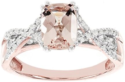 14k Rose Gold 1/4ct Diamond and Genuine Morganite Engagement Ring (I-J I1-I2)