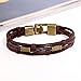 Ikevan 1PC New Men's Braided Leather Stainless Steel Cuff Bangle Bracelet Wristband
