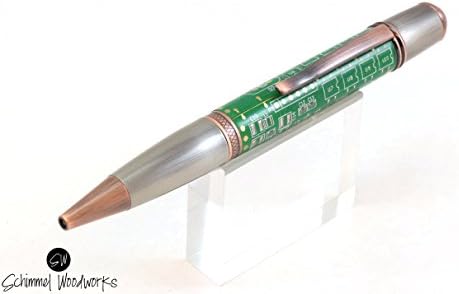 Stunning Green Circuit board Pen, Handmade Schimmel pen made with real computer and phone parts. Gun Polish and Antique Copper. In gift box!