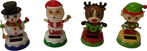 Christmas Solar Bobbleheads (Set of 4) Santa Claus, Elf, Snowman, Deer by Make It Books