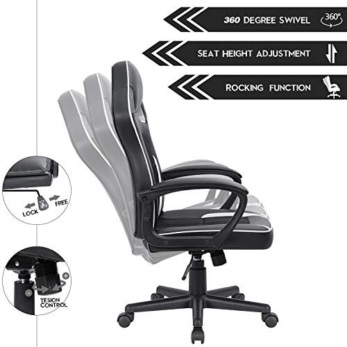 JUMMICO Gaming Chair Ergonomic Executive Office Desk Chair High Back Leather Swivel Computer