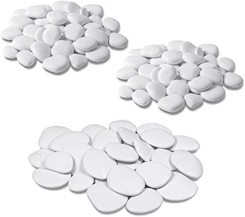 Teraplast - Decorative Stones for Flowerpot, Garden and Aquarium in Recycled Plastic - 3 Packs, White color