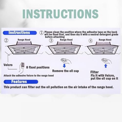 JYSNOW Pack of 12 Cooker Hood Filter, Universal Use Cooker Hood Filter, Can Be Cut to Size, Anti-Odor Retains Grease and Moisture, for All Standard Range Hoods