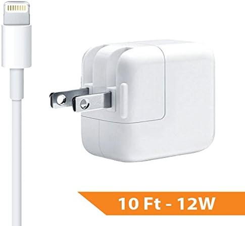 New iPad Cables [10ft USB] Sync and Charge with 12W Wall Charger for iPad Air / Mini (All 8-Pin Versions)