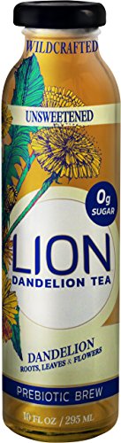 Prebiotic LION Dandelion Tea (Unsweetened) Improve Digestion, Reduce Bloating & Boost Immune System Delicious and Refreshing Prebiotics Bottled Tea using Dandelion Leaf and Root