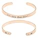 POPSPARK 2 Pieces Women Cuff Bracelets, Couple Inspirational Bangle Rosegolden Bangle Bracelets Stainless Steel Personalized Engraved Motivational Bangle Encouragement Bangle Jewelry Gift