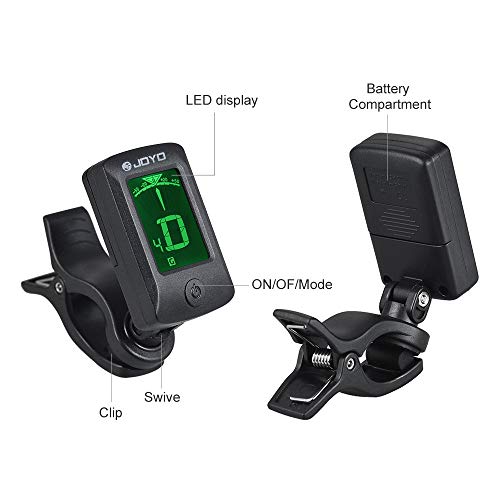 BDwing Guitar Tuner Clip-On Tuner Digital Electronic Tuner Acoustic with LCD Display for Guitar, Bass, Violin, Ukulele (4 PCS Picks Included) (Tuner + Capo) - Thumbnail 2