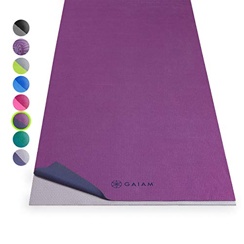 Gaiam No-Slip Yoga Mat Towel, Grape/Navy