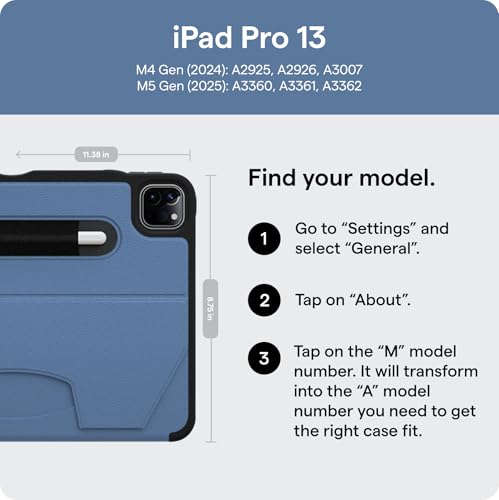 ZUGU CASE iPad Pro 13" Case, Ultra Slim Protective Case/Cover Designed for iPad Pro 13 (M4/M5) 2024/2025 Gen 7/8, Wireless Pencil Charging, Multiple Viewing Angles (Sleep/Wake Cover) - Black