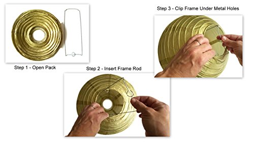 Chinese Paper Lanterns, Gold, 12' Inch Diameter - By Playscene (Pack of 6) (GOLD)