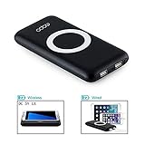 Qi Wireless Charger with Portable Charger 2 in 1 MOPO High Capacity 12000mAh Portable Power Bank Charger External Battery Pack For iPhone 8 8 Plus iPhone X Samsung Galaxy S8 S8+ Note 8 and More(Black)