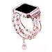 Falandi Apple Watch Band 38mm, Glittering Diamond Metal Rose Gold Case with Handmade Elastic Stretch Bracelet Fashion Women Girls Rhinestone Replacement Strap for iWatch Series 3/2 / 1(M, Pink-38mm)