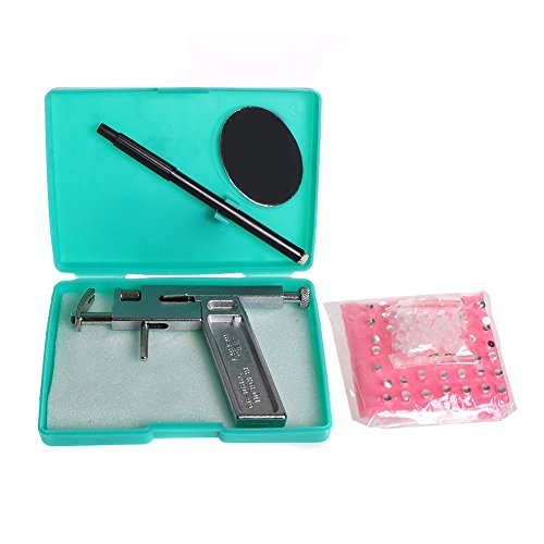 Zcargel Professional Steel Ear Nose Navel Body Piercing Gun Tool Kit free 49 Pairs Steel Studs Supply with Stylus