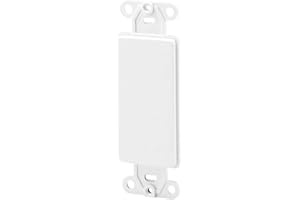 Leviton Decora Plastic Adapter Plate, Blank - No Hole, with-Ears, and Two Mounting Screws, 80414-00W, White