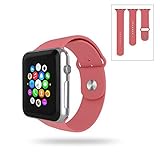 ZCGYLP Apple Watch Replacement Band Soft Silicone with Pin-and-Tuck Closure and Secure Apple Lugs (38mm Models, Hot Pink)