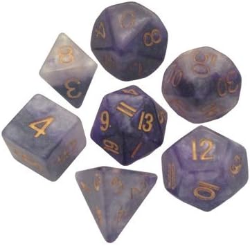 Polyhedral 7 Die Set Resin Dice: Combo Attack Blue/White with Gold Numbers