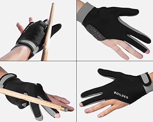 ACE SELECT Billiard Glove with Pad for Left Bridge Hand 1 Piece, 3 Fingers Elastic Lycra Stretchable Pool Cue Snooker Glove - Gray