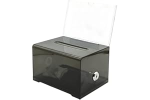 KAFENDA Donation Ballot Box with Lock - Suggestion Box with Sign Holder for Business Cards/Tips Jars/Sweepstakes Boxes (black-new)
