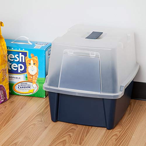 IRIS USA Large Hooded Litter Box with Scoop and Grate, Blue Pricepulse