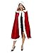 Quesera Women's Christmas Cloak Deluxe Velvet Mrs. Santa Claus Costume Santa Cape Xmas Costumes Hooded Red Christmas Robe, Adult Size (59.1 inches)