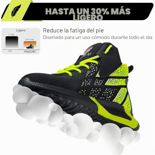 PAQOZKC Botas de Seguridad para Hombre Mujer Ligeras Botas de Trabajo con Punta de Acero Comodas Zapatos de Seguridad Caña Alta 35-48 EU