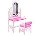 u-hoMEy Dollhouse Furniture Dressing Table and Chair for Barbies Dolls Bedroom Furniture