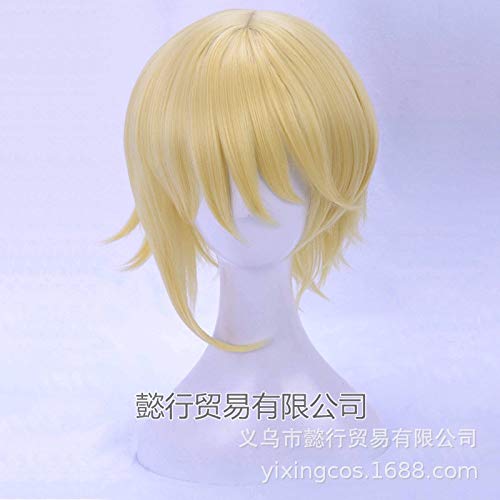 Anime Ensemble Stars Cosplay Nito Nazuna Short Golden Styled Synthetic Costume Wig + Wig Cap Yx-7184