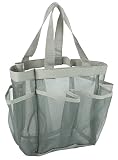 7 Pocket Shower Caddy Tote, Grey - Keep your shower essentials within easy reach. Shower caddies are perfect for college dorms, gym, shower, swimming and travel. Mesh allows water to drain easily.