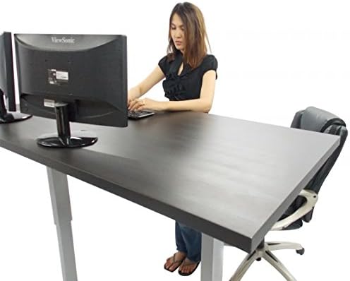 Canary Products Modern Height Adjustable Sit-Stand Desk- With a 60"x30" Black Brown Desk top