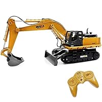 BISOZER 1:16 RC Remote 2.4Ghz Alloy 11 Channel Crawler Full-Function Excavator, Radio Remote Simulation Mine Control Construction Truck R/C RTR Toys Gift Birthday Christmas for Boys 6-15 Year Old